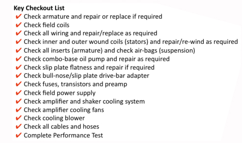 Vibration Equipment Performance Check List